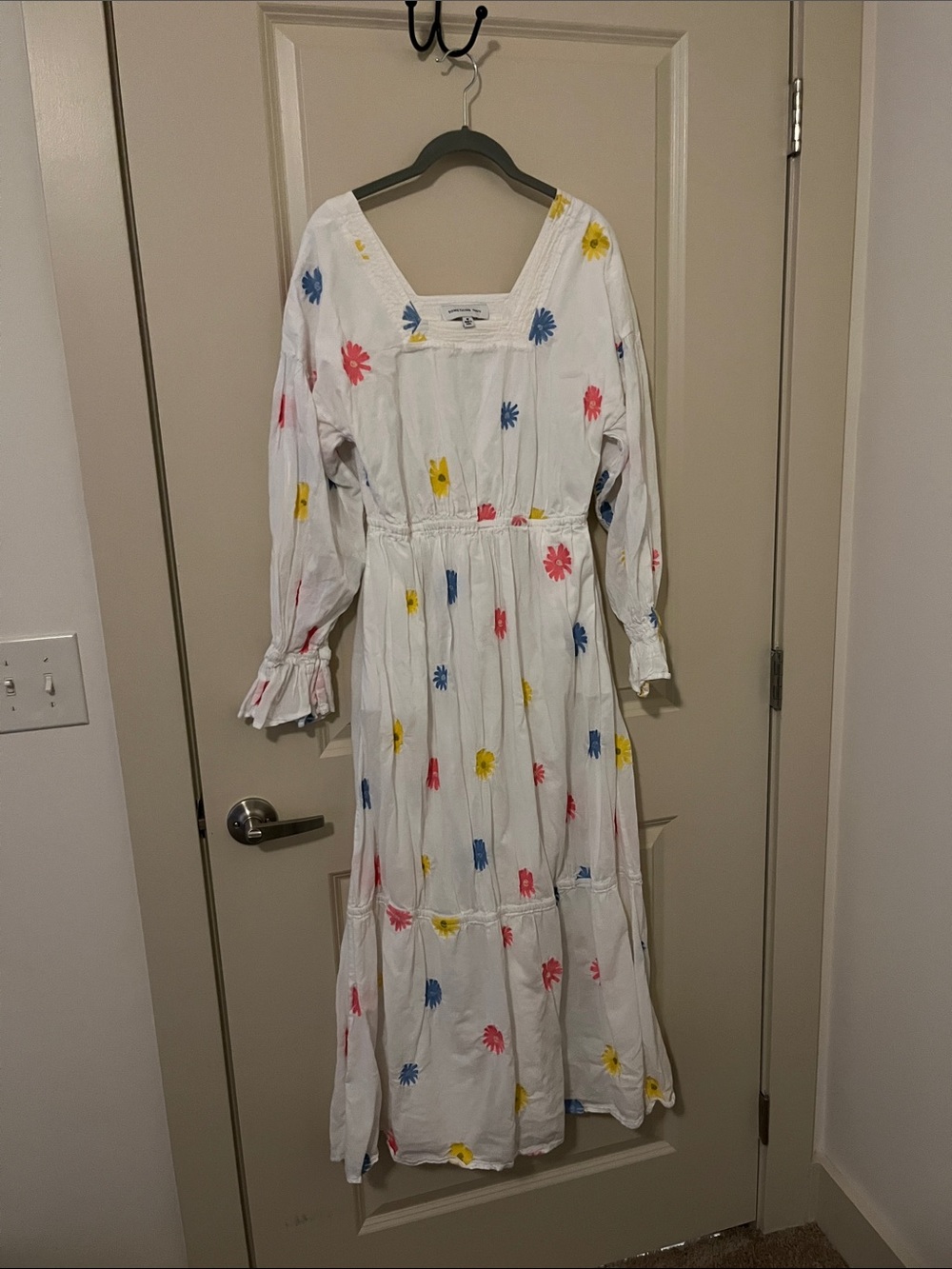 Something Navy White Sundress Floral Embroidery whimsical coquette girly maxi